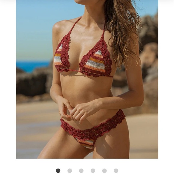 Anna Kosturova Other - Anna Kosturova CROCHET MARSALA STRIPE BELLA BIKINI - BRAZILIAN BOTTOM